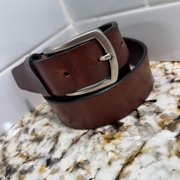 Joseph Abboud Brown Leather Belt - Picture 1 of 13